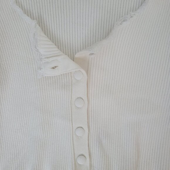 For Love & Lemons White Ribbed Button-Up Cardigan sz Medium - Picture 5 of 9